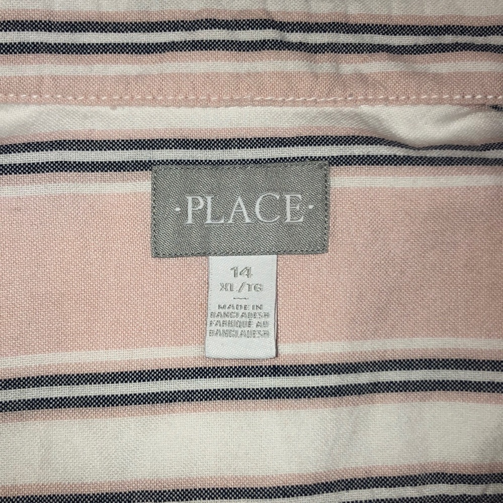 Pink striped flannel boys button down shirt